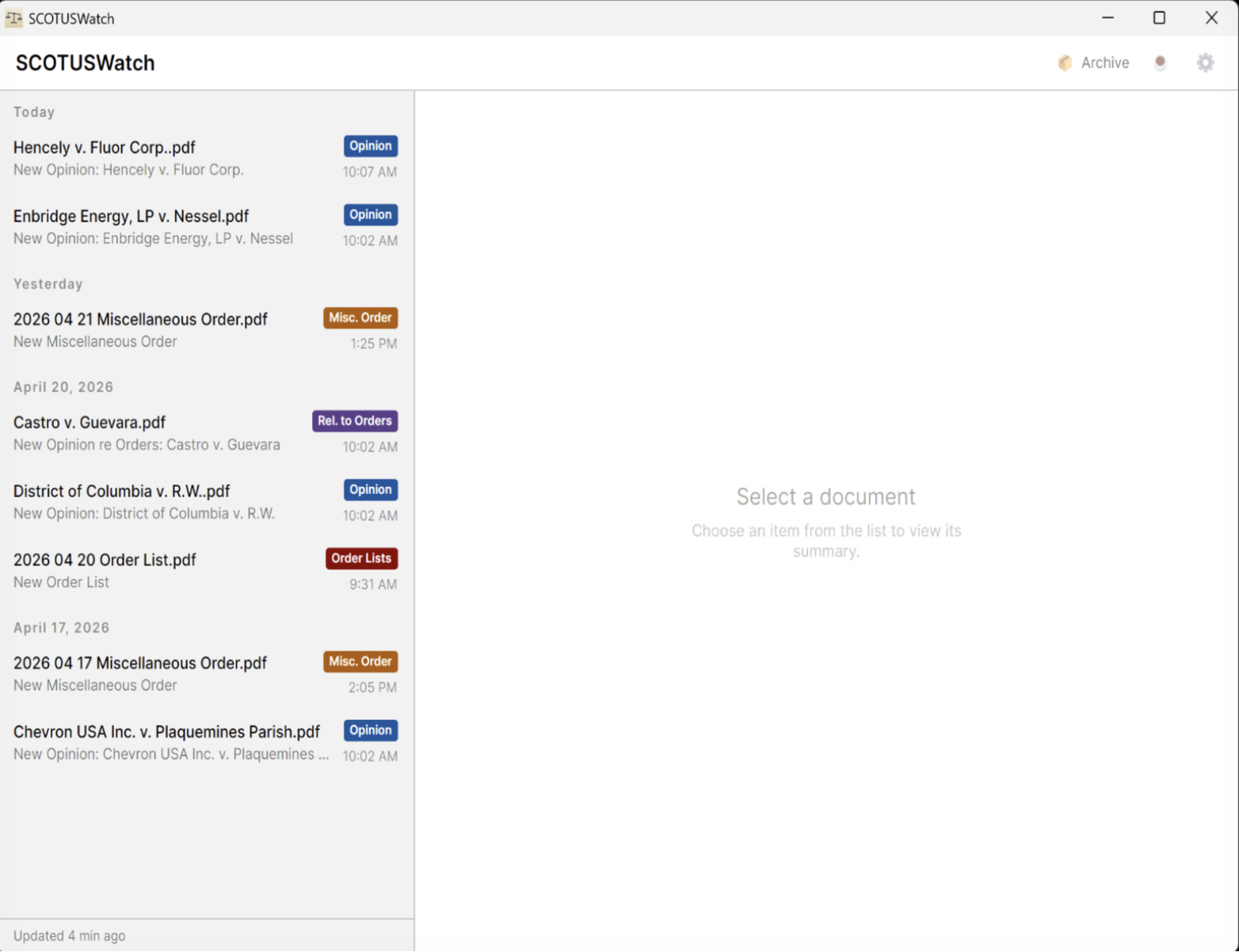 SCOTUSWatch for Windows